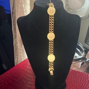 Gemini Gold Coin Chain Bracelet